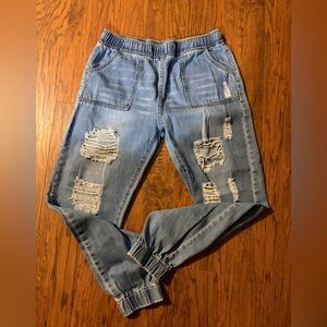 Light Wash Distressed Jogger Jeans